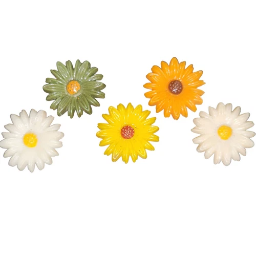 Vtg Refrigerator Magnets 1970s Daisy Flower White Orange Yellow Green 1" 