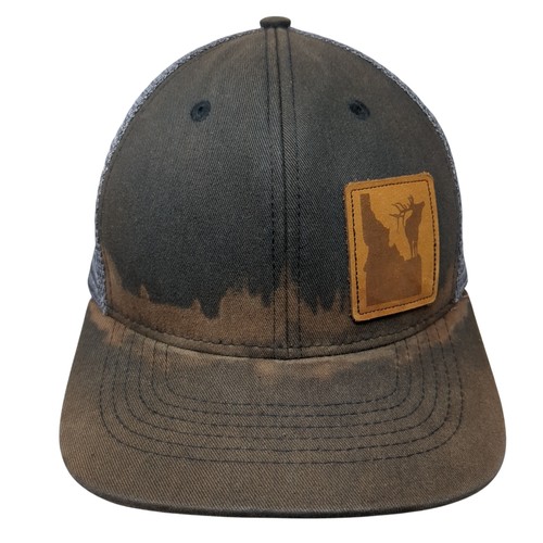 Idaho State Leather Patch Snapback Trucker Hat Black OS Arcadian Outfitters