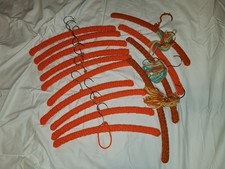 Lot Of 14 Vintage Handmade Crocheted / Knitted Wooden Hangers Orange Colors