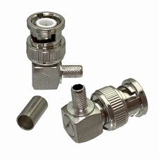 BNC Male Right-Angle Crimp Connector for RG58 RG142 LMR195 RG400 RF Coax