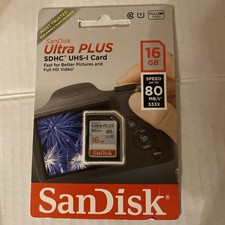 New SanDisk Ultra PLUS SDHC UHS-I 16GB SD Card