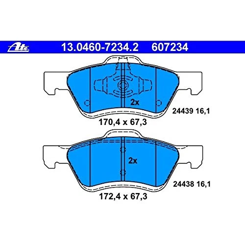 ATE 13.0460-7234.2 - Eje delantero - Juego de pastillas de freno de disco, 1 unidad - 1 juego de 4 pastillas Foto 4 de 4