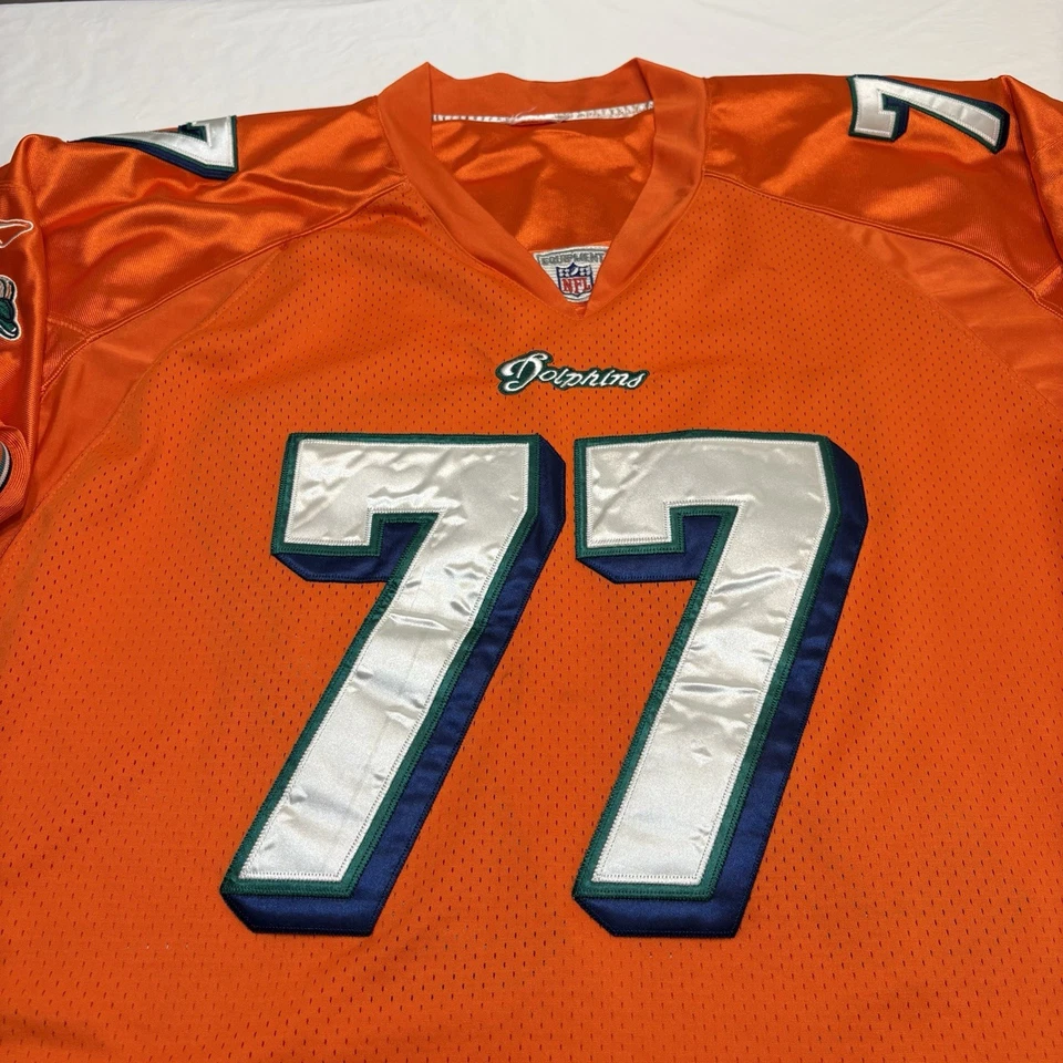 Camiseta deportiva larga Reebok Stitched On Field Miami Dolphins Jake #77 para hombre talla 54 naranja Foto 3 de 4