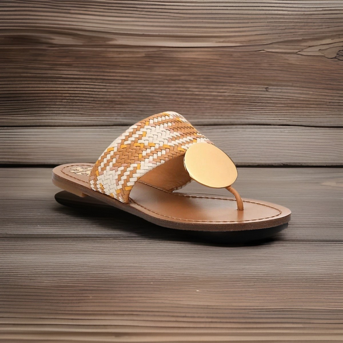 ランウェイ 新作期間限定セールトリーバーチ PATOS DISK SANDAL Tory Burch Patos Disk Sandals Neutral Woven Nappa Leather