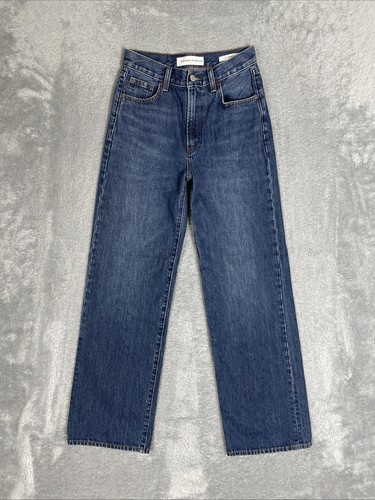 Denim Forum Aritzia Jeans Damen 25 blau The Farrah Hi-Rise Wide Leg 100% Baumwolle