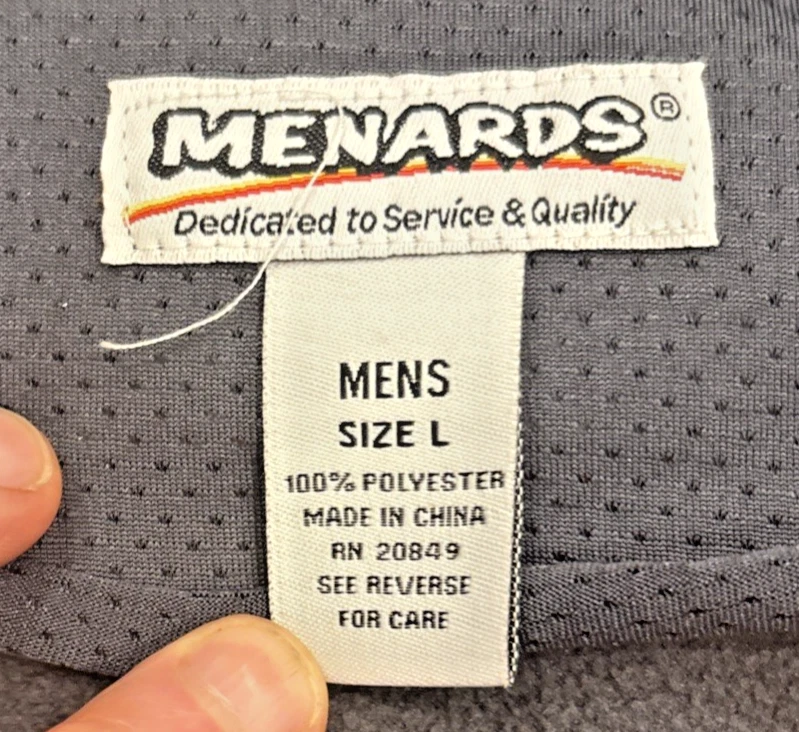 MENS SIZE L MENARDS STORE EMPLOYEE WORK UNIFORM JACKET FULL ZIPPER OUTDOOR - product detail image 6