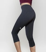 Lululemon Womens In The Flow Crop Yoga Gym Athletic Charcoal Leggings Size 4