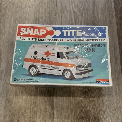 #ad Vintage Monogram Snap Title Model Kit Emergency Van New $49.88