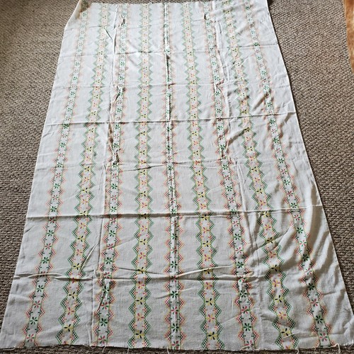 Tessuto floreale svizzero a pois floccato 74"x48" 2 iarde vintage cucito artigianale a righe - Foto 2 di 4