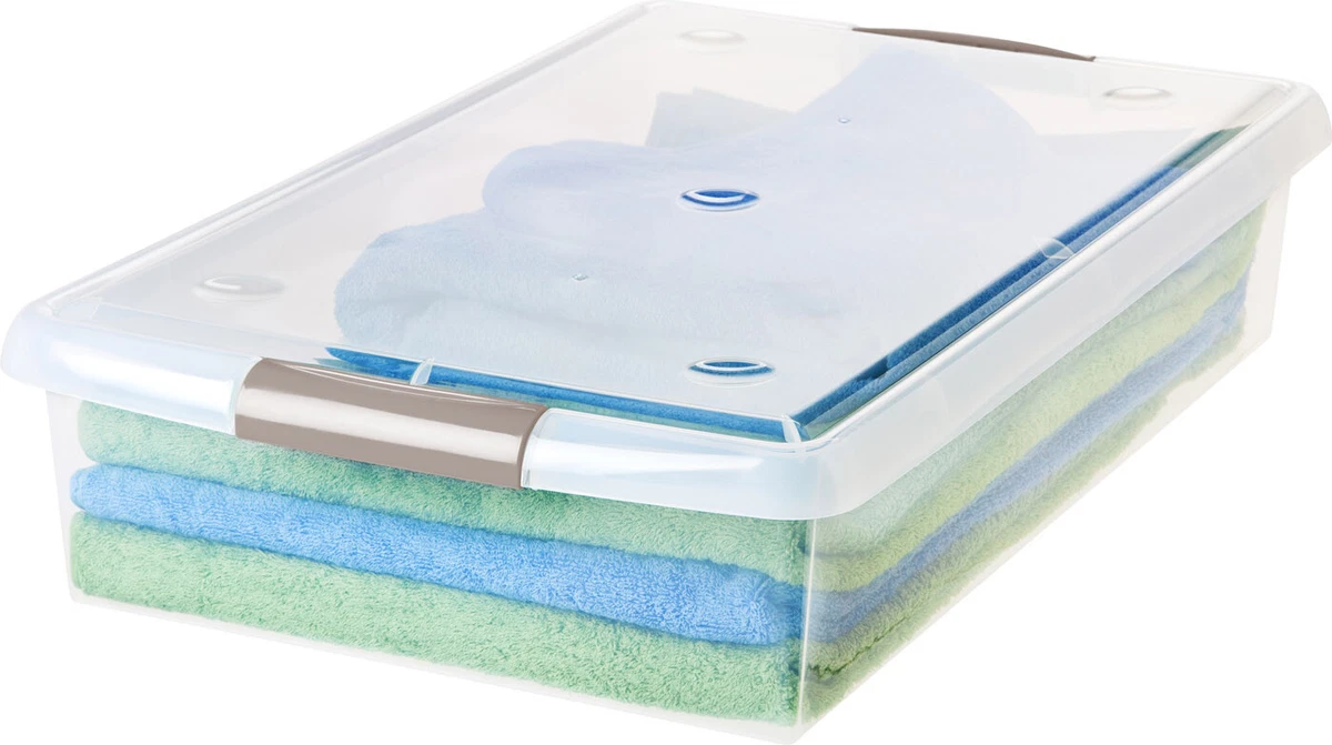 IRIS 40 Quart Underbed Store and Slide Storage Box with Tan Handle