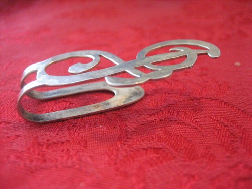 Vintage Apollo Silver Co. Sterling Monogram Letter "J" Napkin Holder /Money Clip - Picture 4 of 5