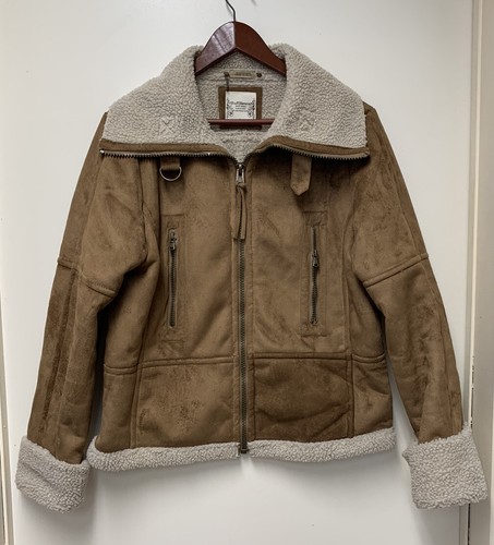 Ruff Hewn Women’s Faux Suede Bomber Jacket - Size: Large/Brown (Pre-owned) - Picture 2 of 5