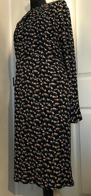 Noa Noa midi tunic dress size 38 black & multi floral long sleeves