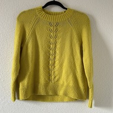 LOFT Women  s Wool Blend Knit Sweater Sz XSP Yellow Pullover Stretch Contemporary