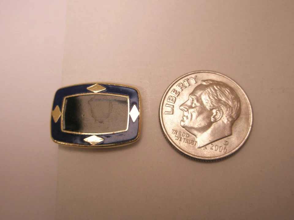 Black & Blue Enamel Vintage SMALL TINY Tie Bar Clip simple plain quality - Image 2 of 4