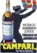 Vintage Werbeschild "1935 CAMPARI DAS FEINE APERITIF" WERBUNG,ADVERTISING,POSTER