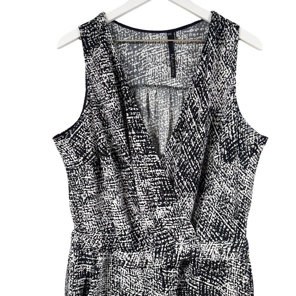 Mono sin mangas estampado blanco negro Mynt 1792 para mujer talla 16 W Foto 4 de 4