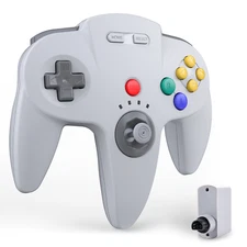 2.4G Wireless N64 Controller Rechargeable Gamedpad w/Rumble Pak for Nintendo 64