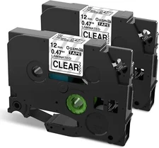 2PK 12mm Black on Clear TZe TZ-131 Label Tape Compatible Brother P-touch PT-D210