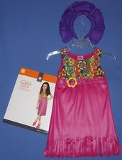 NEW FLOWER CHILD COSTUME DRESS GIRLS-4-6,10-12-Necklace-flower headband/EUC-lot