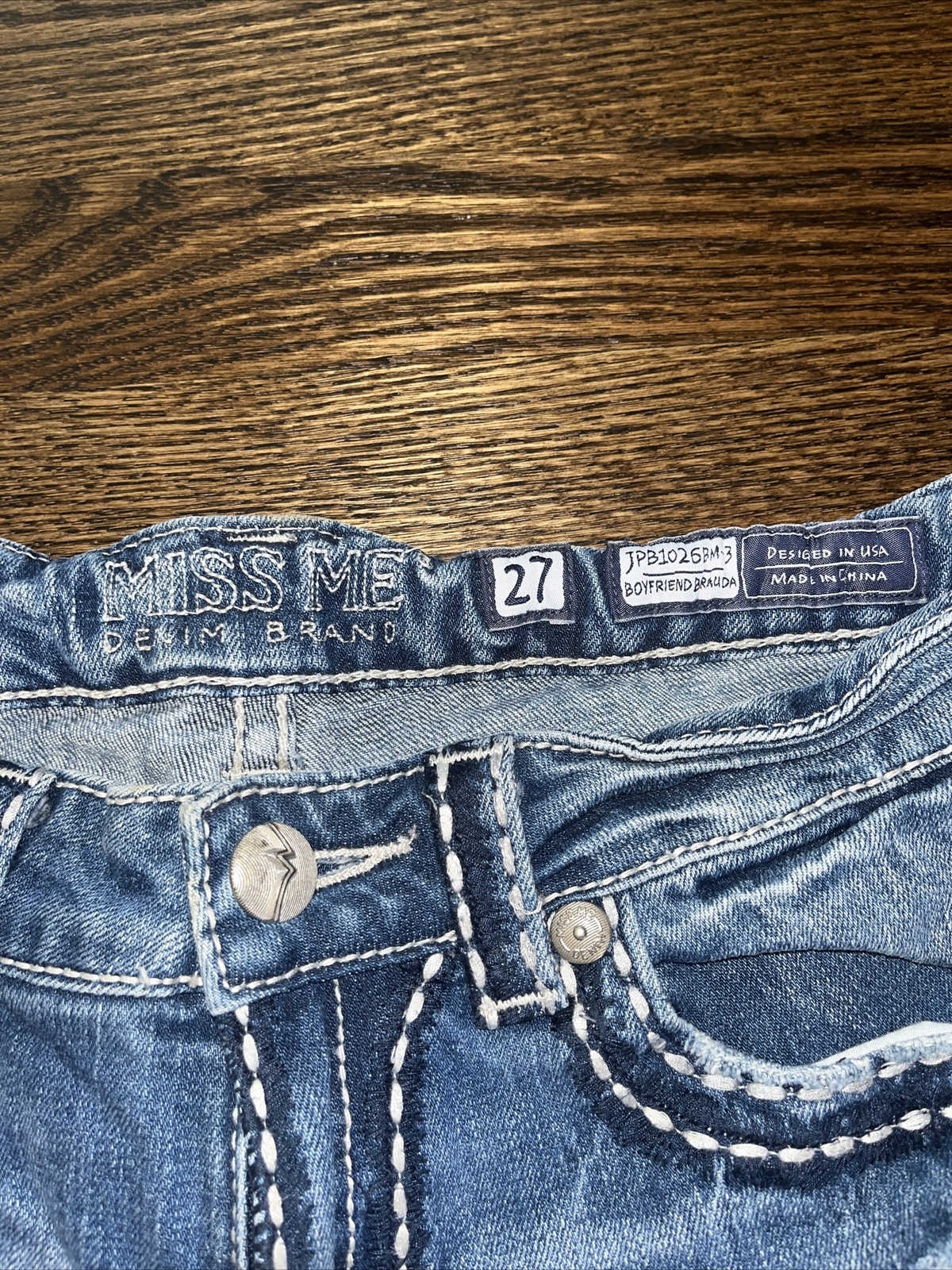 Miss Me Womens Size 27 Boyfriend Bermuda Denim Jeans Shorts Waist 30 - View 3