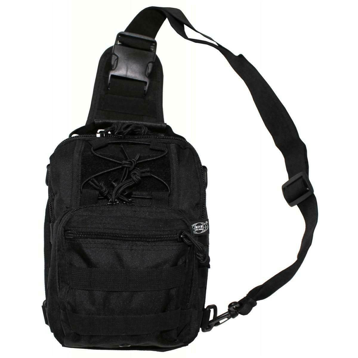 MFH Molle Shoulder Bag With Molle Attachments Black HPA Bottle Pouch