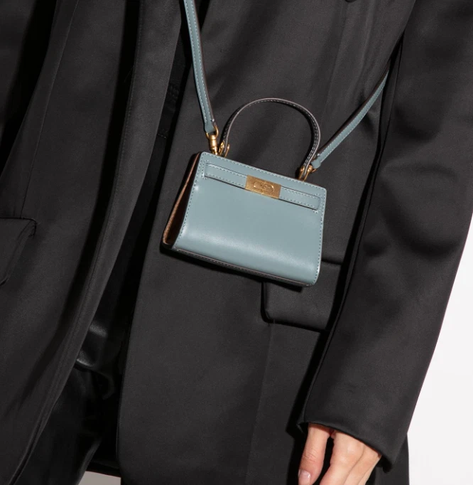 NUOVA CON ETICHETTE Tory Burch Lee Radziwill Nano Mini Borsa POLAR SKY (blu)