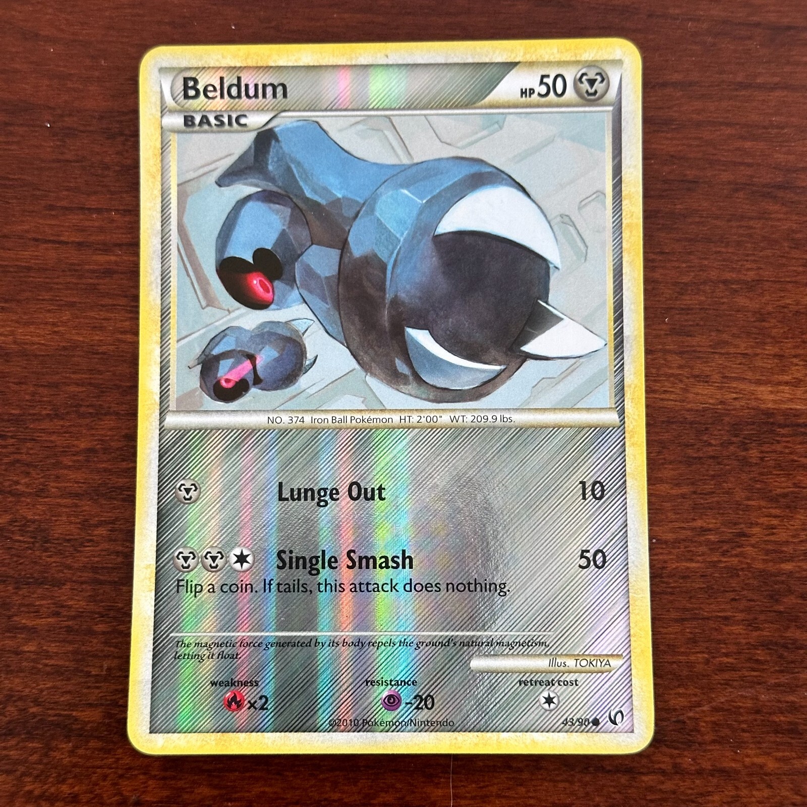 Beldum 43/90 Reverse Holo Common HGSS Undaunted Pokemon Card