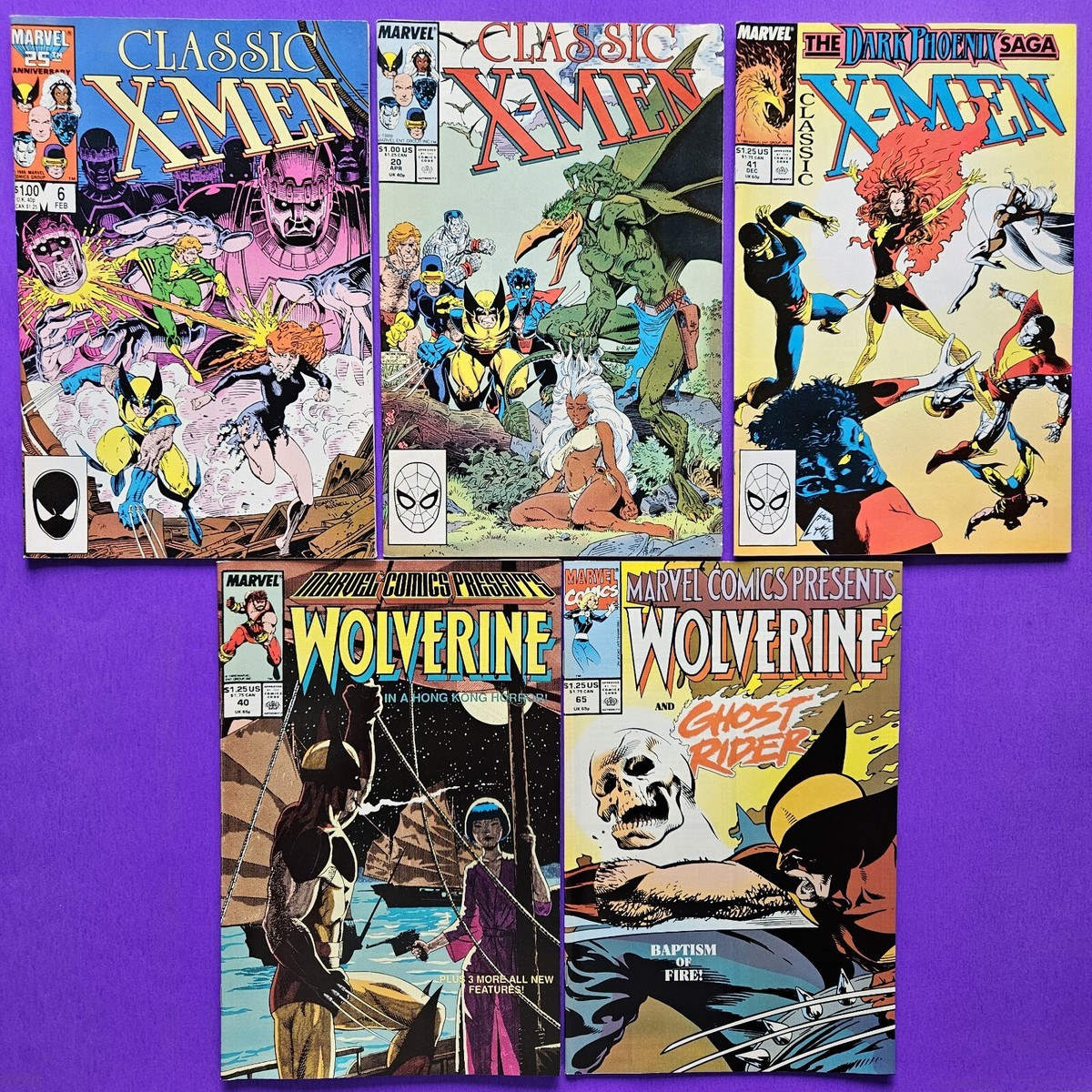 Vtg Lot Of 5 CLASSIC X-MEN 6 20 41 MARVEL COMICS PRESENTS 40 65