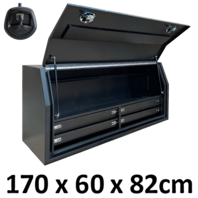 1700 x 600 x 820mm Black Aluminium Drawer Ute Tool Box Truck