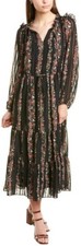 JULIA JORDAN Floral Stripe Print Ruffle-Trim Pleated Tie Waist Dress 8 M ELIZA J