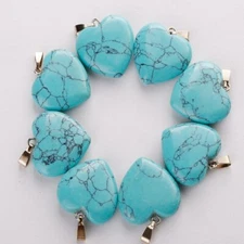 12pcs Turquoise Stone Heart Pendant Bead for Jewelry Making 20mm