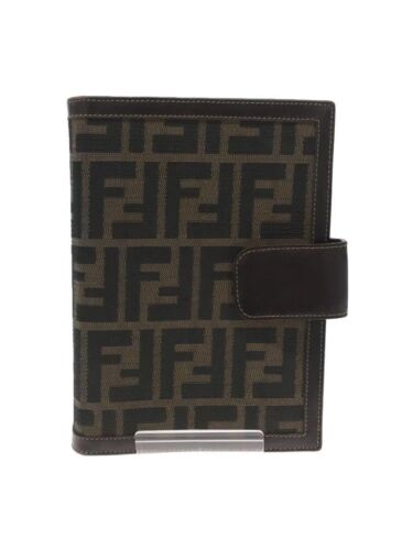 FENDI Notebook Cover Zucca Pattern Canvas Brown Total Used