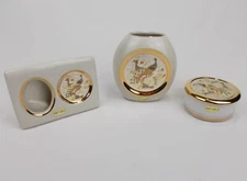 3 The Art Of  Chokin Vase, Trinket Box &  picture frame 24 Kt  Gold Plated Japan