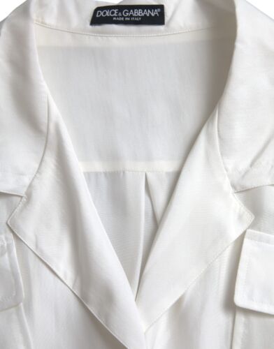 DOLCE & GABBANA Top weiß Seide Kragen 3/4 Ärmel Bluse IT48/US14/XL 1200 USD - Bild 8 von 9