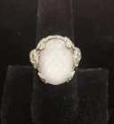 Vintage Judith Ripka 925 Sterling Silver Faceted Moonstone and CZ Ring