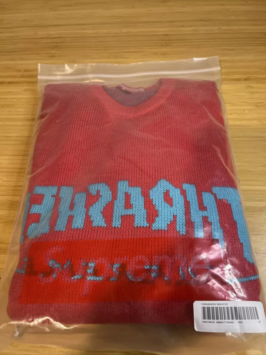 SUPREME THRASHER SWEATER RED SIZE MEDIUM/FW21 WEEK 5/ 100% AUTHENTIC IN  HAND NEW