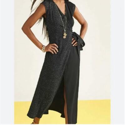 CAbi Limited Edition Disco Wrap Dress 5609 Black Polka Dot Small