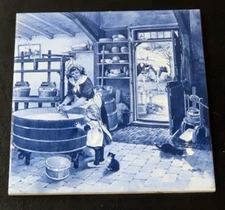 Royal Mosa Ter Steege BV Blue Delft Blauw Hand Decorated Ceramic 6" Tile Holland