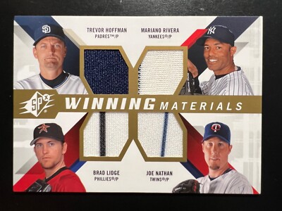 2009 SPx Winning Materials Quad #HRNB Joe Nathan Hoffman Lidge Mariano Rivera