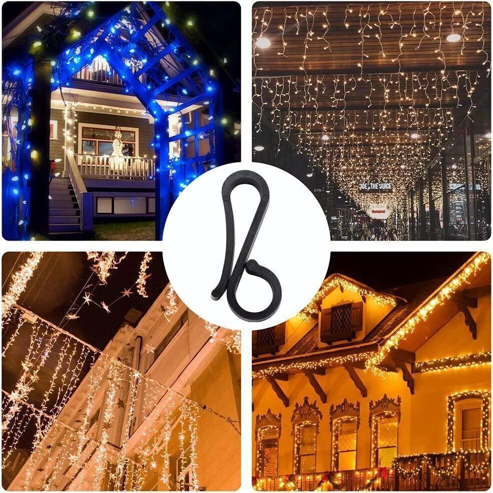 100PCS Gutter Hanging Hooks "S" Clips for Christmas String Lights Outdoor eBay