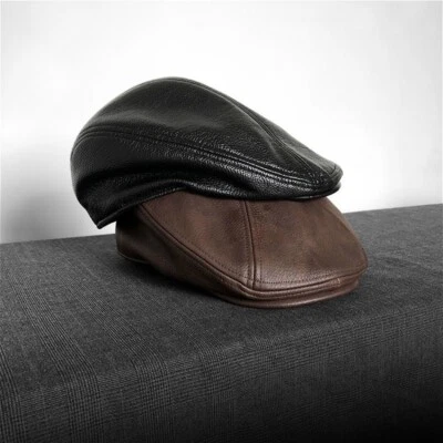 Casquette Gavroche Rétro En Cuir PU Gatsby Driving Hat Marron/Brown Hommes - Photo 1/4