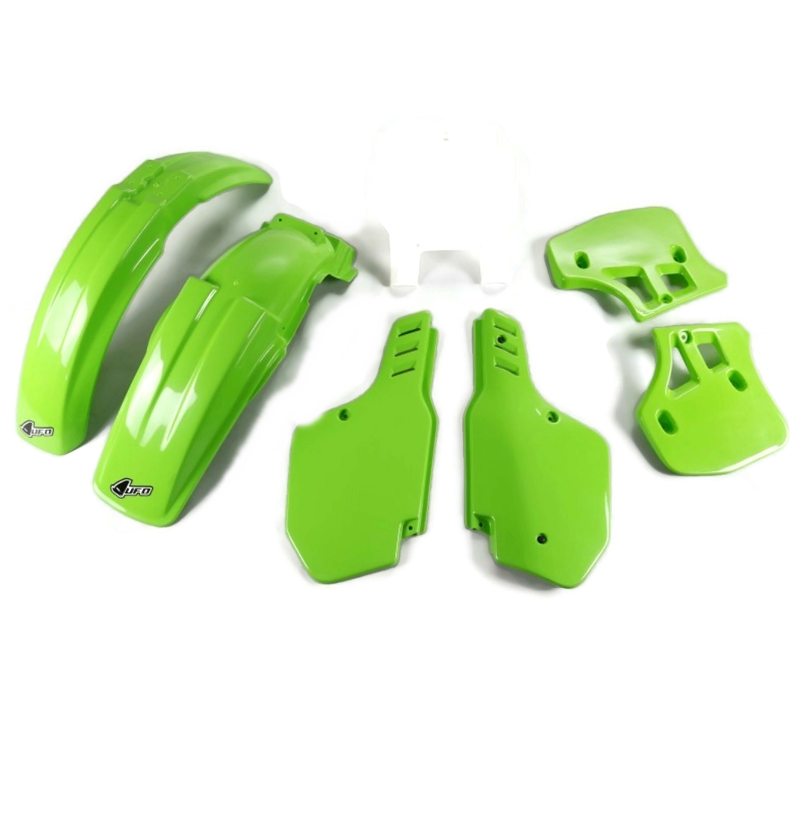 Kit plastique UFO vert et blanc pour moto cross Kawasaki KX 500 des annees 1993 a 1995