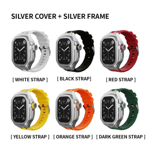 For Apple Watch Ultra 49mm AP Mod Kit Stainless Steel Case Band Silicone Strap - Picture 13 of 63