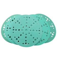 6In 50 pcs Green Film Sanding Discs 40 Grit 49Hole Round Aluminum Oxide For Wood