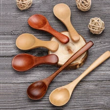 Wooden Spoon Small Soup Spoon Spoon Dessert Cooking Spoons Children Tableware