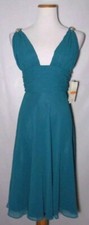 VTG  Faviana New York Chiffon Teal Short Prom Evening Dress Size 5/6 NWT