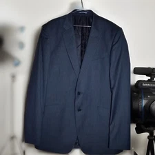 JAEGER ~LONDON SMART CLASSIC GREY/BLUE STRIPED SPORTS JACKET/BLAZER UK 42L