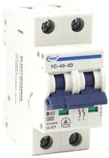 YuCo YC-40-2D Miniature Din Rail Circuit Breaker D Curve 40 Amp 2P 480VAC 220VDC