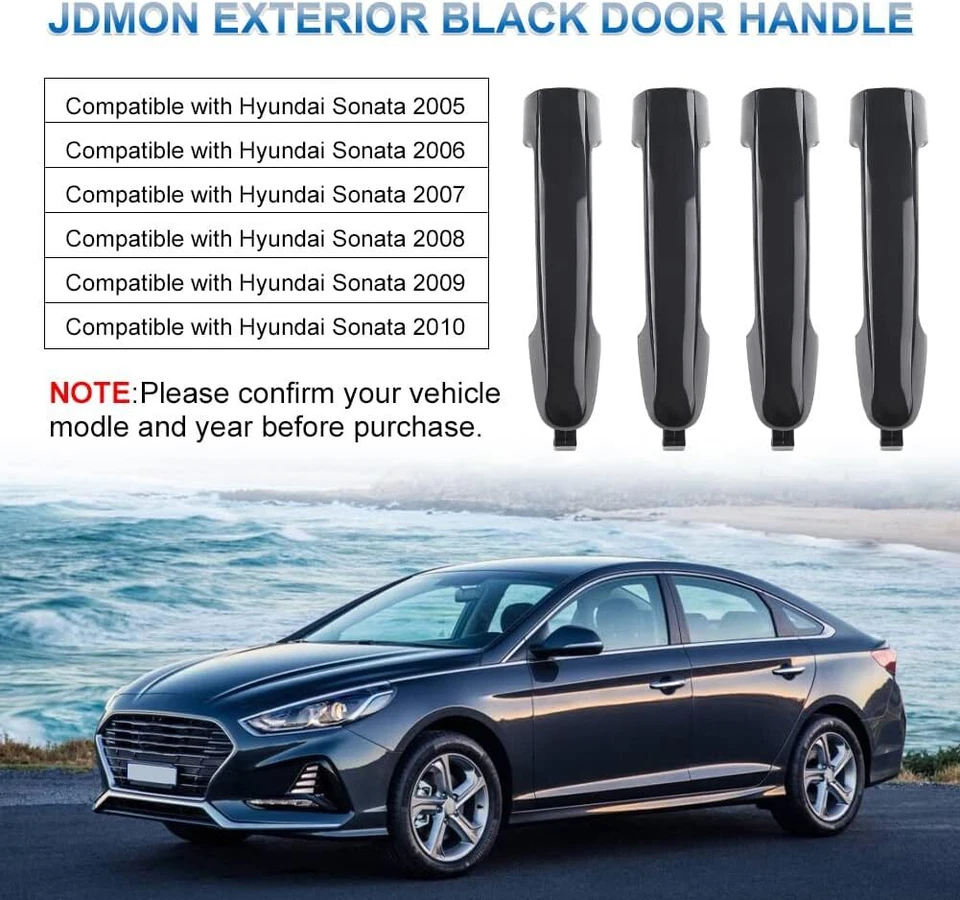 Set of 4 Outside Exterior Door Handles for Hyundai Sonata 2005-2010 Front Rear - Image 2 of 4